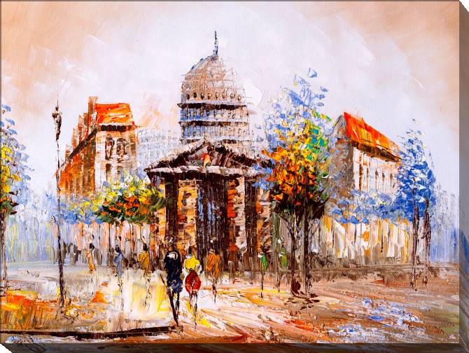 Paintings on canvas Paris street oil