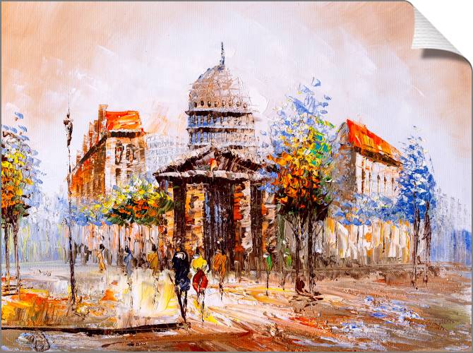 Купить и печать на заказ Картины на холсте Улица Парижа маслом