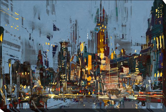 Paintings on canvas City at night digital painting