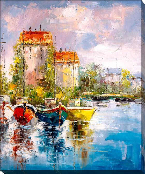 Paintings on canvas Harbor view oil