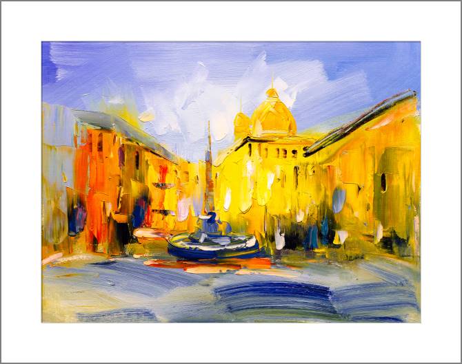 Купить и печать на заказ Картины, фото с паспарту Прага маслом