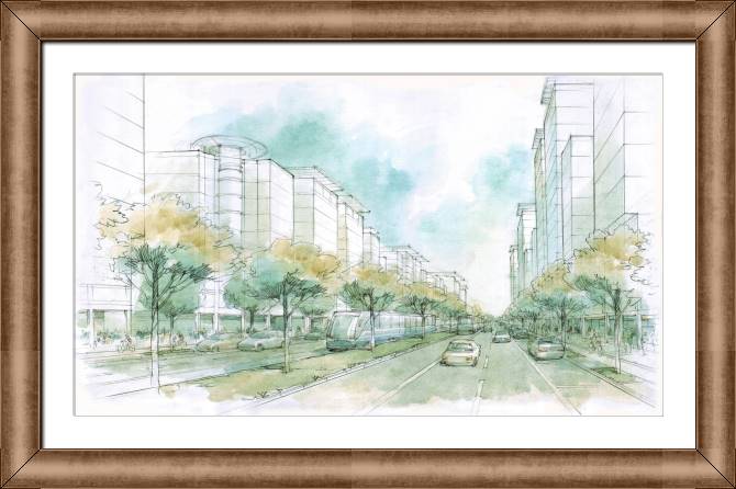 Купить и печать на заказ Картины в рамке, багете Бульвар в городе