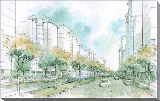 Paintings on canvas Boulevard in the city