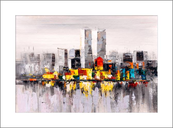 Купить и печать на заказ Картины, фото с паспарту Нью-Йорк маслом