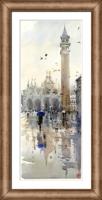 Купить и печать на заказ Картины в рамке, багете Венеция акварель