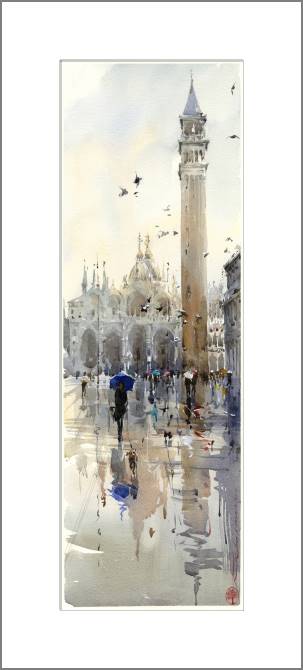Купить и печать на заказ Картины, фото с паспарту Венеция акварель