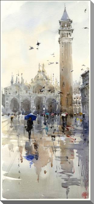 Купить и печать на заказ Картины на пластике, пеноркартоне Венеция акварель