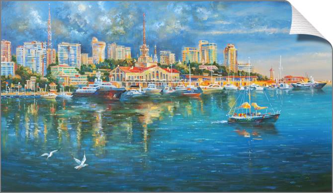 Купить и печать на заказ Картины на холсте Морской порт Сочи