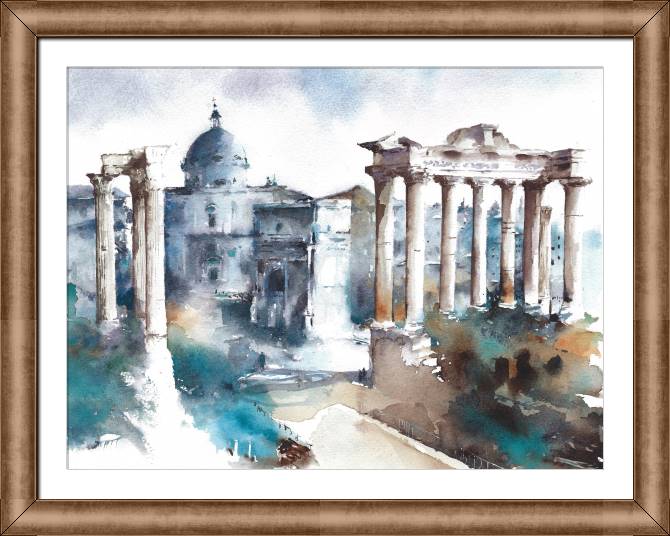 Купить и печать на заказ Картины в рамке, багете Рим акварель