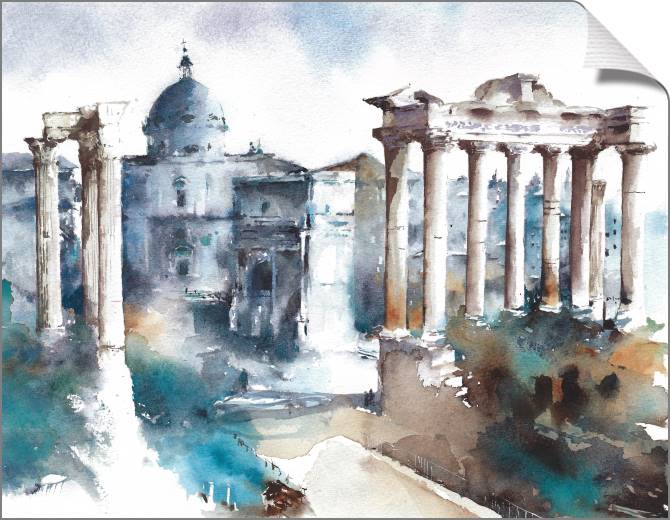 Купить и печать на заказ Картины на холсте Рим акварель