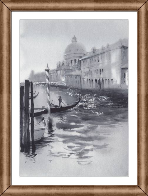 Купить и печать на заказ Картины в рамке, багете Акварельный пейзаж Гранд-канал