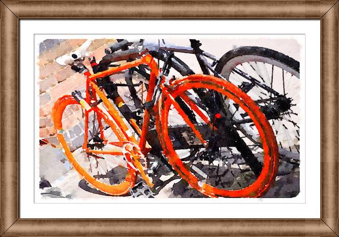 Купить и печать на заказ Картины в рамке, багете Велосипеды акварель