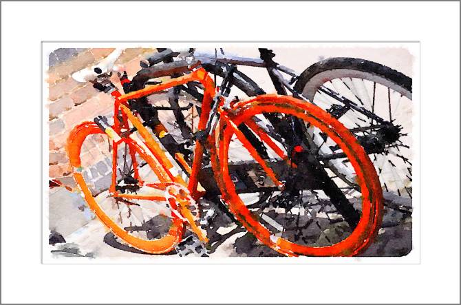 Картины, фото с паспарту Bicycle watercolor