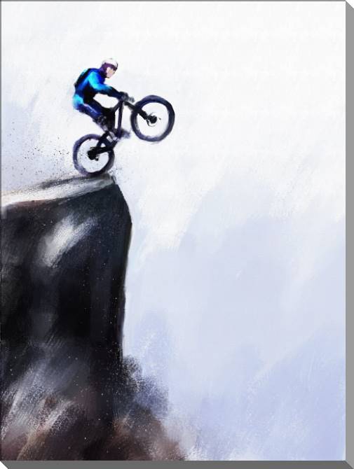 Купить и печать на заказ Картины на пластике, пеноркартоне Велосипедист цифровая живопись