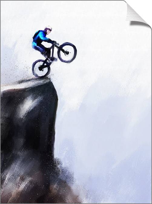 Купить и печать на заказ Картины на холсте Велосипедист цифровая живопись