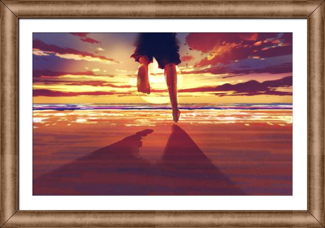 Купить и печать на заказ Картины в рамке, багете Закат цифровая живопись