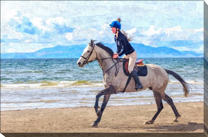 Paintings on canvas Rider on the beach