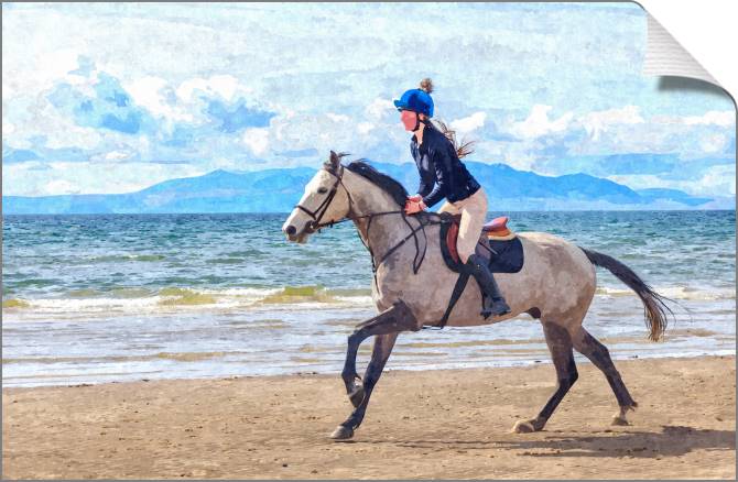 Купить и печать на заказ Картины на холсте Наездница на пляже