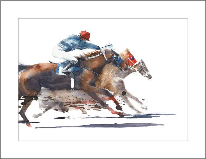 Paintings, photos from Passepartout Horse racing watercolor