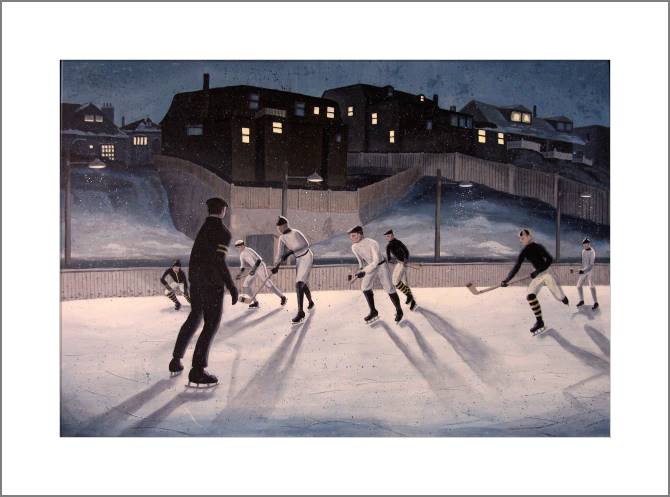 Купить и печать на заказ Картины, фото с паспарту Вечерний хоккей