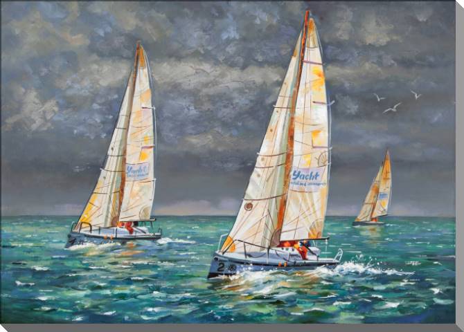 Купить и печать на заказ Картины на пластике, пеноркартоне Регата в пасмурный день (Николай Сивенков)