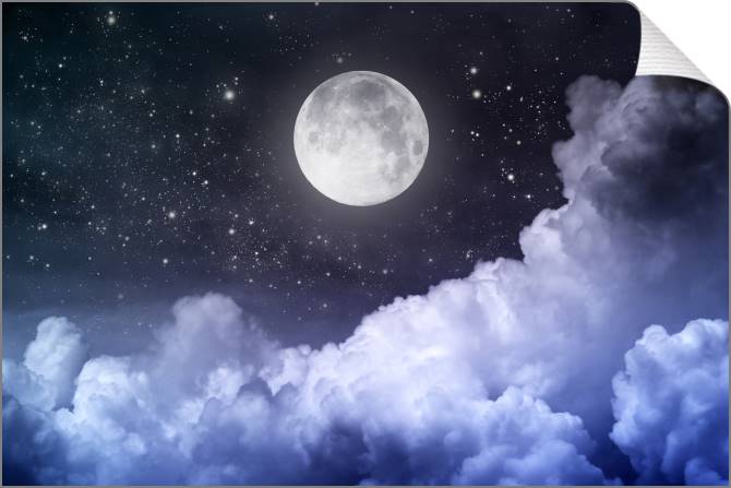 Купить и печать на заказ Картины на холсте Ночное небо с луной