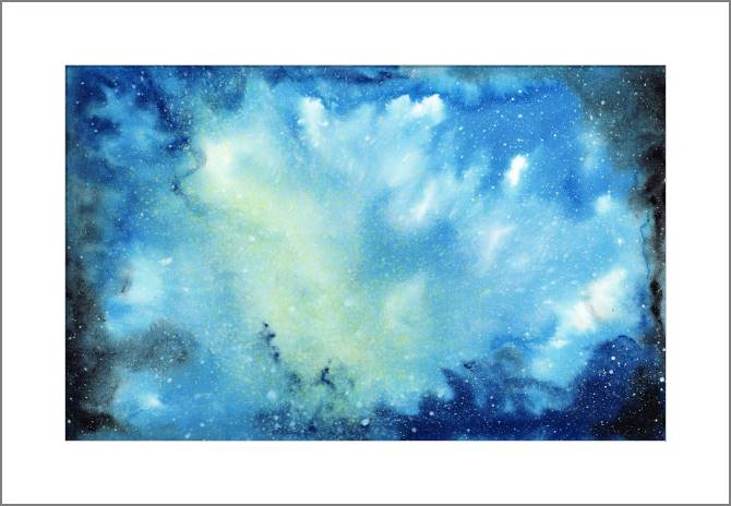 Картины, фото с паспарту Space watercolor