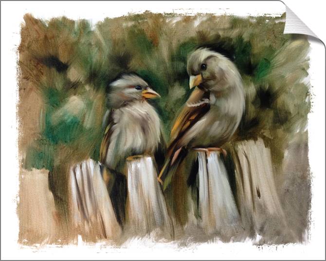 Купить и печать на заказ Картины на холсте Воробьи на заборе