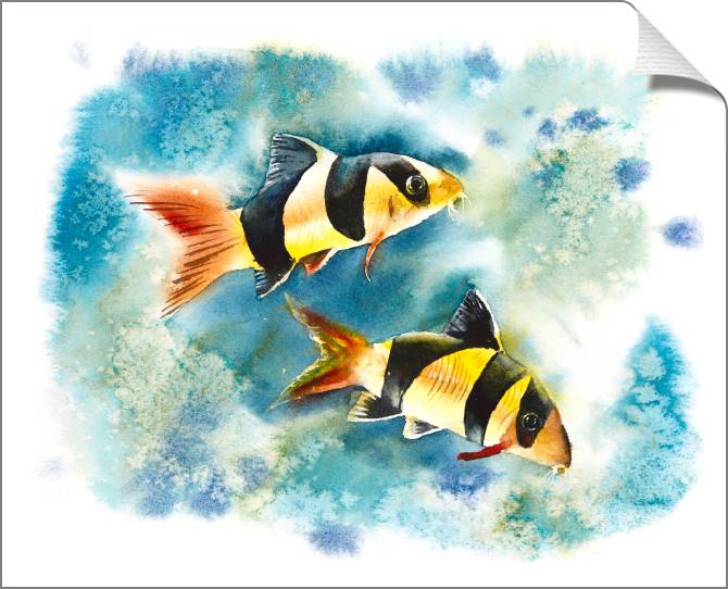 Купить и печать на заказ Картины на холсте Морская жизнь акварель