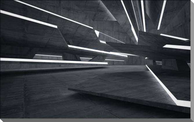 Купить и печать на заказ Картины на пластике, пеноркартоне Футуристичный бетонный коридор