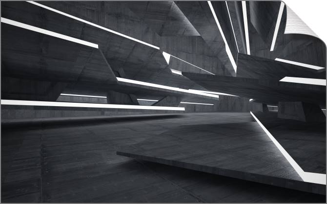 Купить и печать на заказ Картины на холсте Футуристичный бетонный коридор