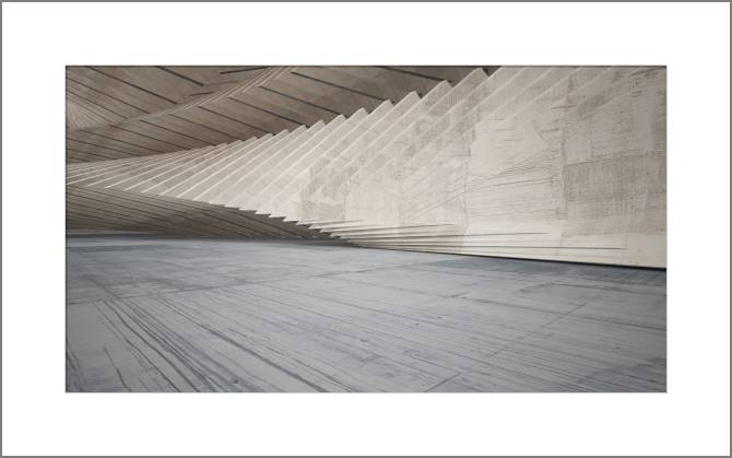 Купить и печать на заказ Картины, фото с паспарту Абстрактный интерьер из светлого бетона