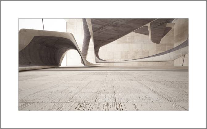 Купить и печать на заказ Картины, фото с паспарту Футуристичный интерьер в светлых тонах