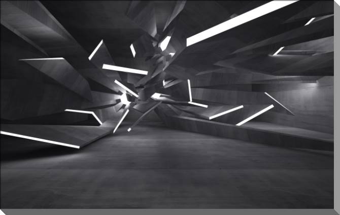 Купить и печать на заказ Картины на пластике, пеноркартоне Черный бетонный интерьер