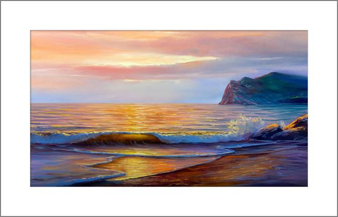 Купить и печать на заказ Картины, фото с паспарту Утренний прибой