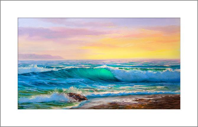 Купить и печать на заказ Картины, фото с паспарту Море на рассвете
