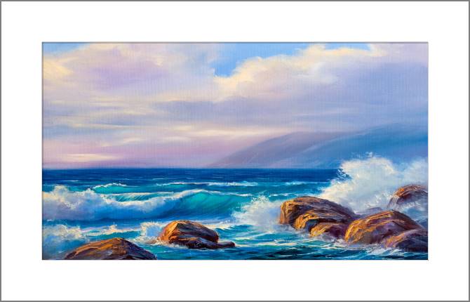 Купить и печать на заказ Картины, фото с паспарту Море на закате