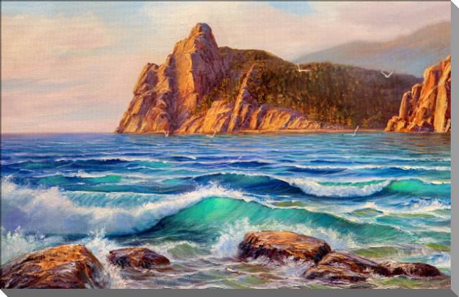 Купить и печать на заказ Картины на пластике, пеноркартоне Морской залив на закате