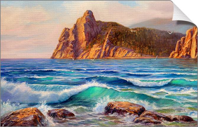 Купить и печать на заказ Картины на холсте Морской залив на закате