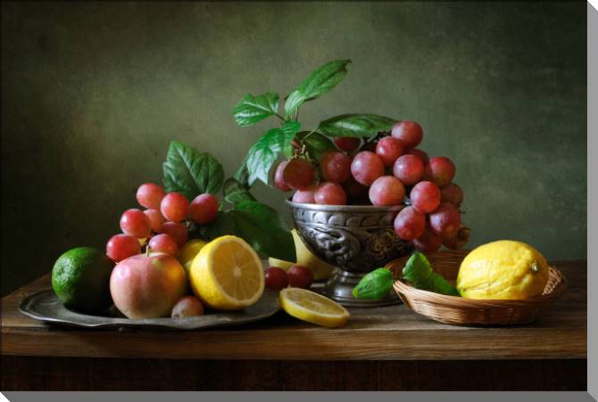 Купить и печать на заказ Картины на пластике, пеноркартоне Натюрморт с вазой с фруктами