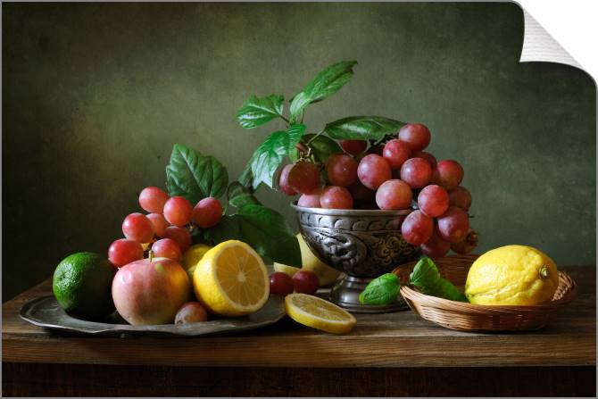 Купить и печать на заказ Картины на холсте Натюрморт с вазой с фруктами