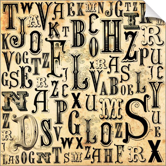 Купить и печать на заказ Картины на холсте Алфавит ретро