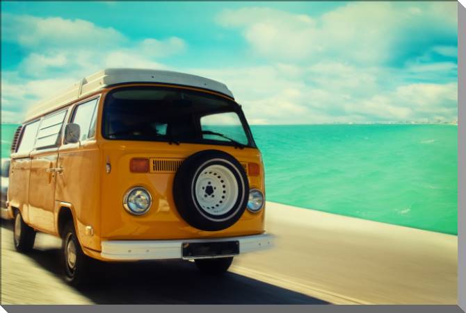 Купить и печать на заказ Картины на пластике, пеноркартоне Ретро пляжный фургон