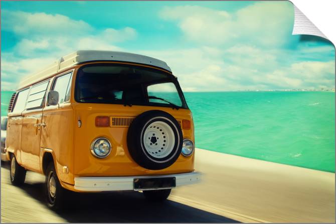 Купить и печать на заказ Картины на холсте Ретро пляжный фургон
