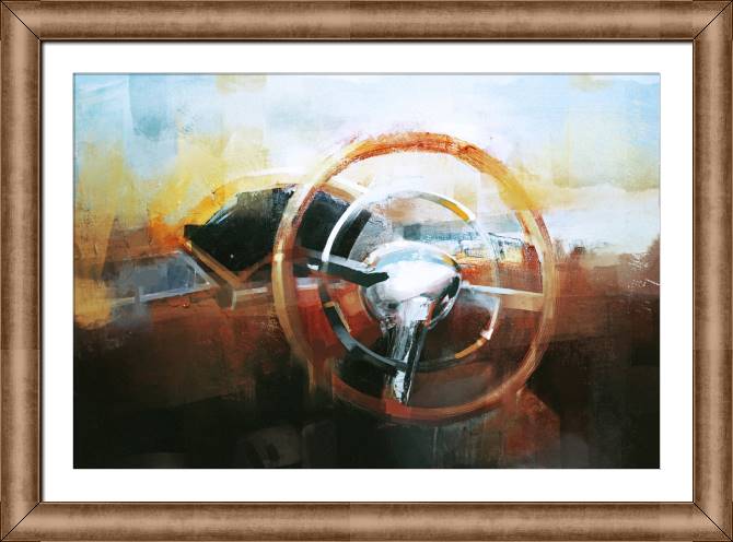 Купить и печать на заказ Картины в рамке, багете Рулевое колесо маслом
