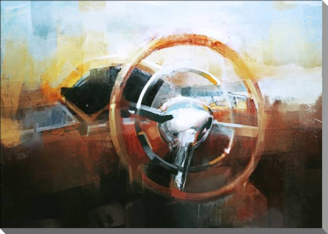 Купить и печать на заказ Картины на пластике, пеноркартоне Рулевое колесо маслом