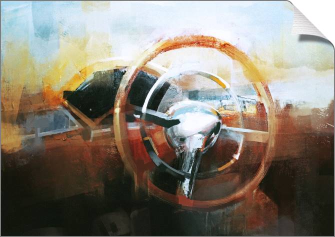 Купить и печать на заказ Картины на холсте Рулевое колесо маслом