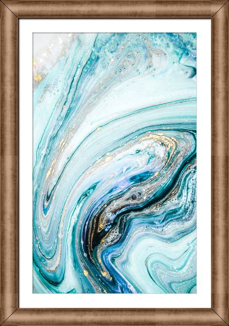 Купить и печать на заказ Картины в рамке, багете Бирюзовая текстура разводы
