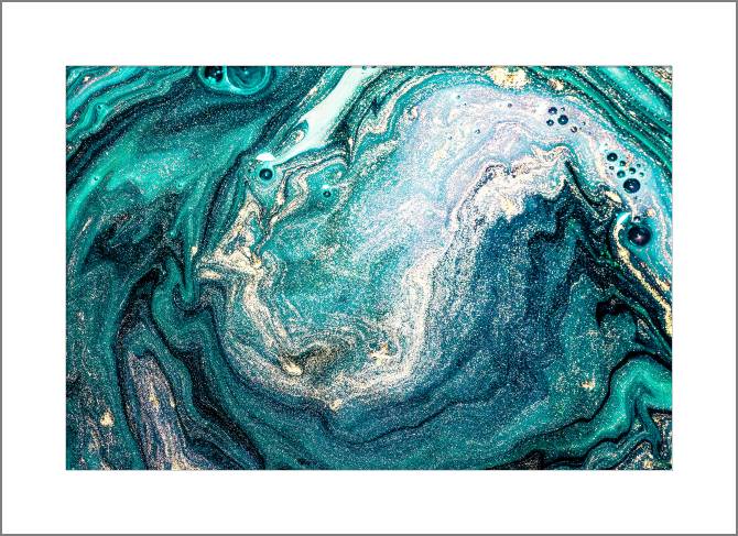 Paintings, photos from Passepartout Turquoise and gold stains