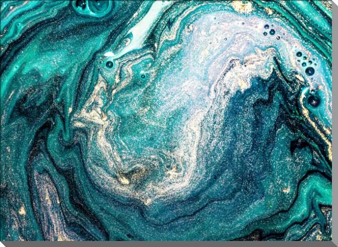 Купить и печать на заказ Картины на пластике, пеноркартоне Бирюза и золото разводы